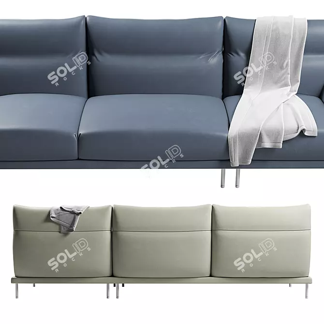 Elegant Three-Seater Sofa in FENDA's View 3D model image 2