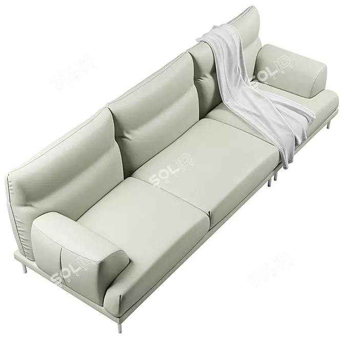 Elegant Three-Seater Sofa in FENDA's View 3D model image 3
