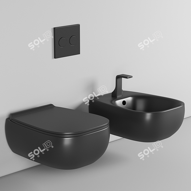 FLUO Black Wall-Hung Ceramic Toilet - 2021 Collection 3D model image 1