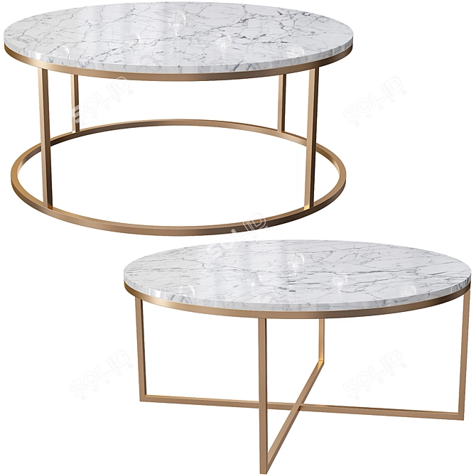  Hollywood Round Coffee Table Set 3D model image 1