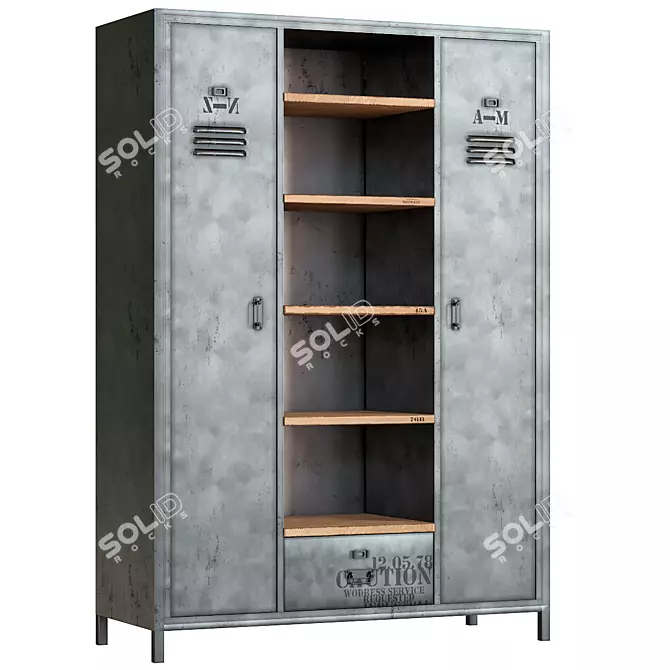 Antiqued Metal Industrial Closet 3D model image 2