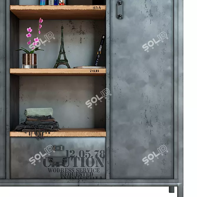 Antiqued Metal Industrial Closet 3D model image 3