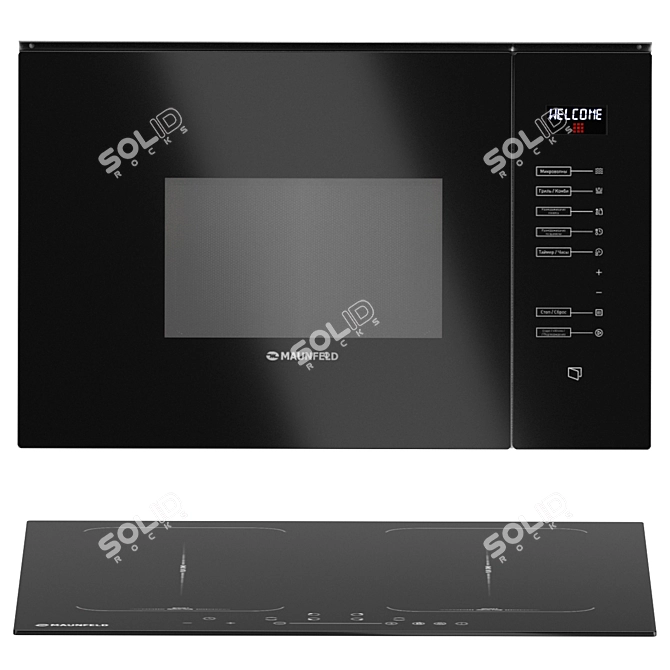 Maunfeld Kitchen Appliance Set 2: Induction Cooktop, Oven, Microwave, Hood, Fridge 3D model image 4