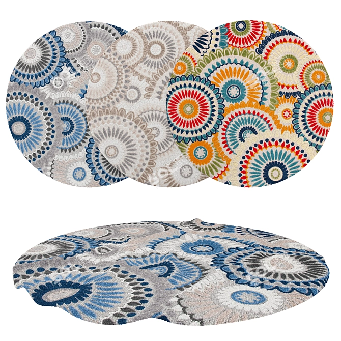 Versatile Set of 6 Round Rugs 3D model image 1