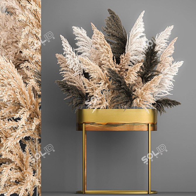 Elegant Dry Reed Bouquet 3D model image 1