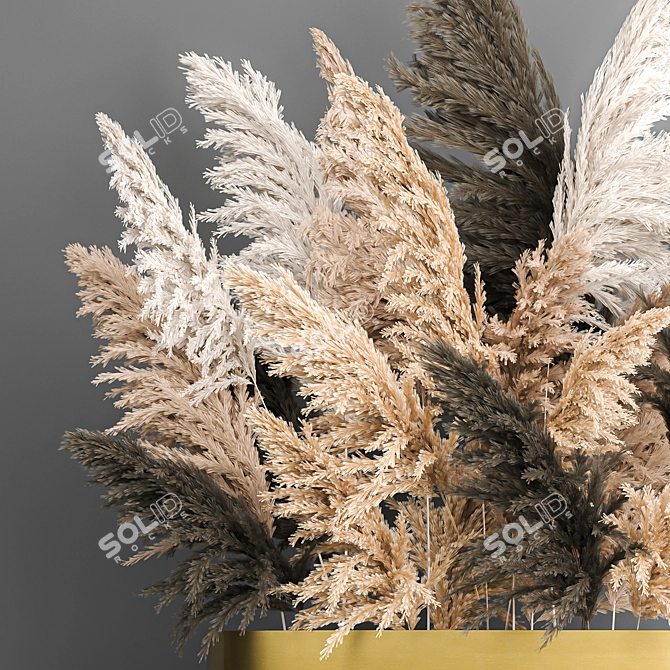 Elegant Dry Reed Bouquet 3D model image 2