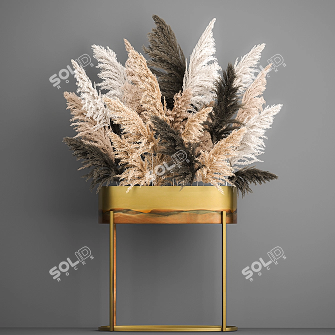 Elegant Dry Reed Bouquet 3D model image 6