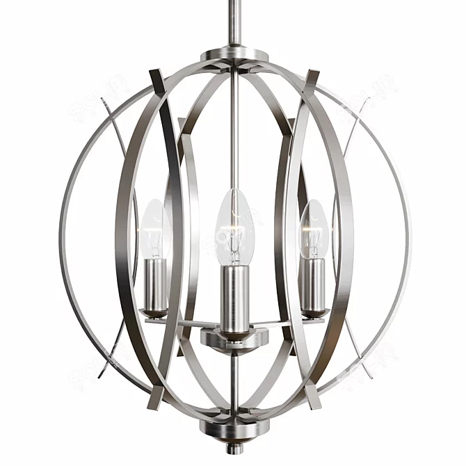 SleekBrushed Nickel Pendant Light 3D model image 1