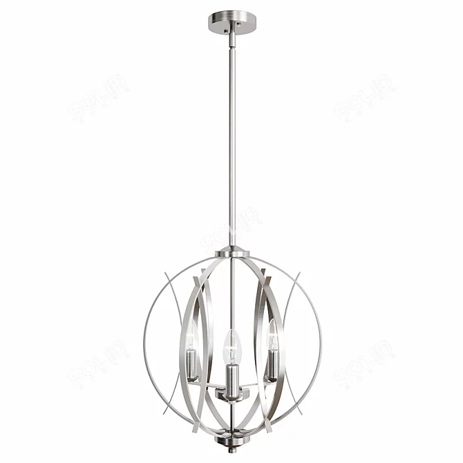 SleekBrushed Nickel Pendant Light 3D model image 2