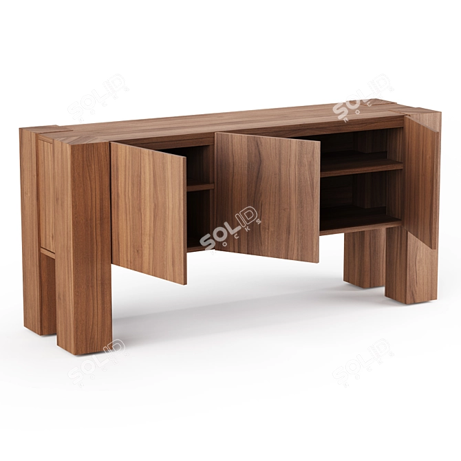 Sobro Walnut Wood Sideboard - Sleek and Spacious 3D model image 2