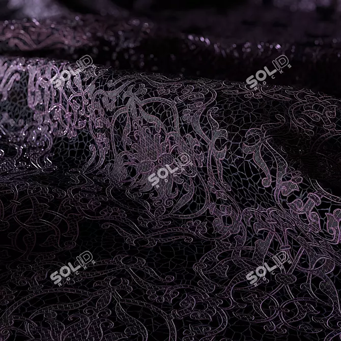 Elegant Lace Embroidery: 4K PBR PNG 3D model image 2
