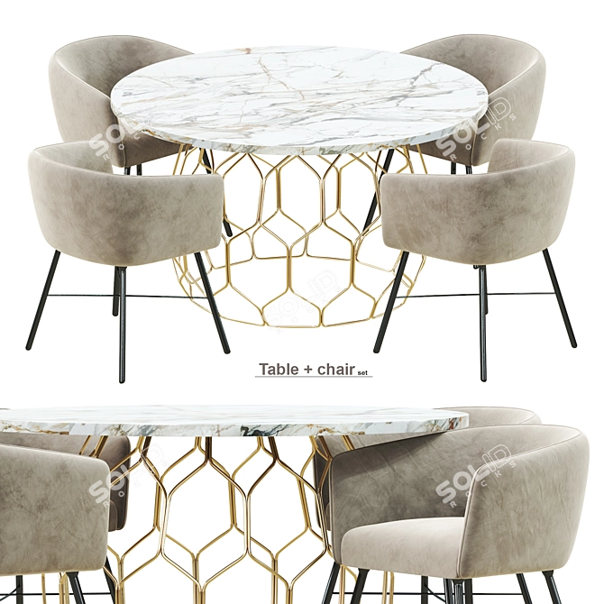 Modern MOMENTI LINTON Chair with Circuit Dining Table 3D model image 1