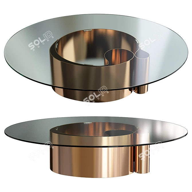 Elegant Brass Coffee Table 3D model image 1