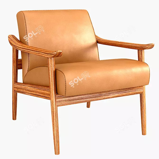 Mid-Century Leather Accent Chair 3D model image 1