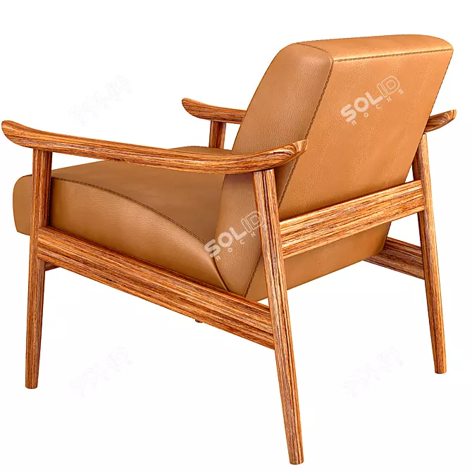 Mid-Century Leather Accent Chair 3D model image 4