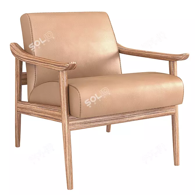 Mid-Century Leather Accent Chair 3D model image 9