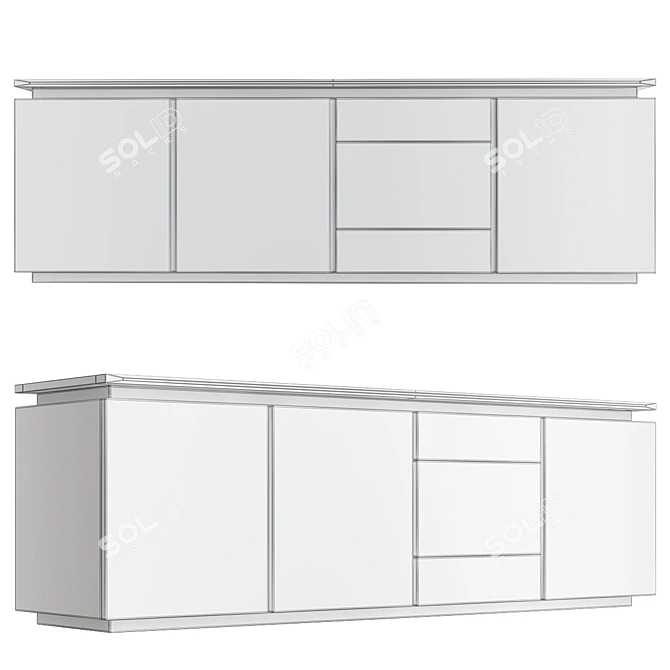 Vintage Parioli Sideboard: Mid-century Elegance 3D model image 2