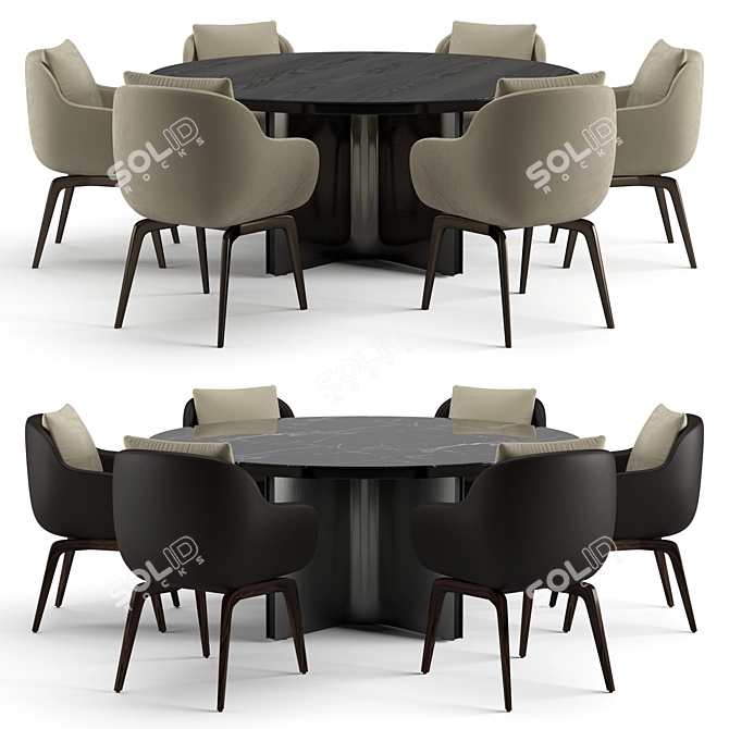 Elegant Minotti Dining Set 3D model image 1