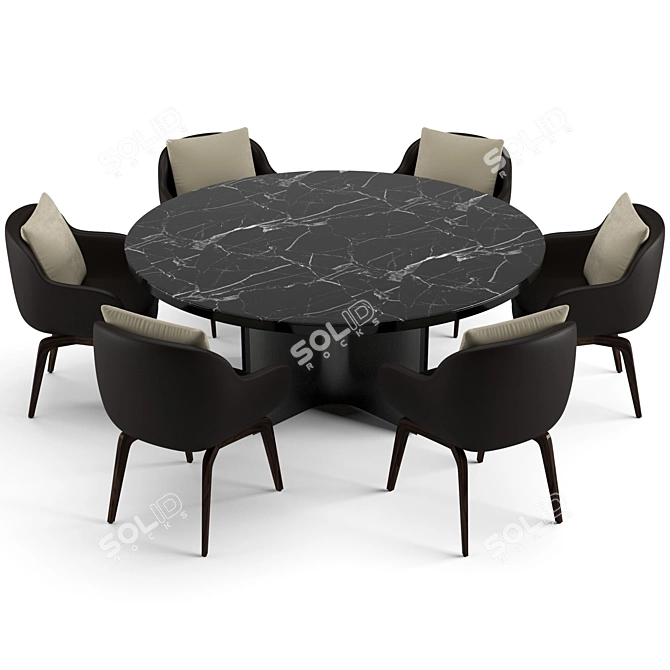 Elegant Minotti Dining Set 3D model image 2