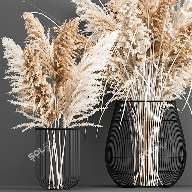 Title: Vintage White Reed Bouquet 3D model image 2