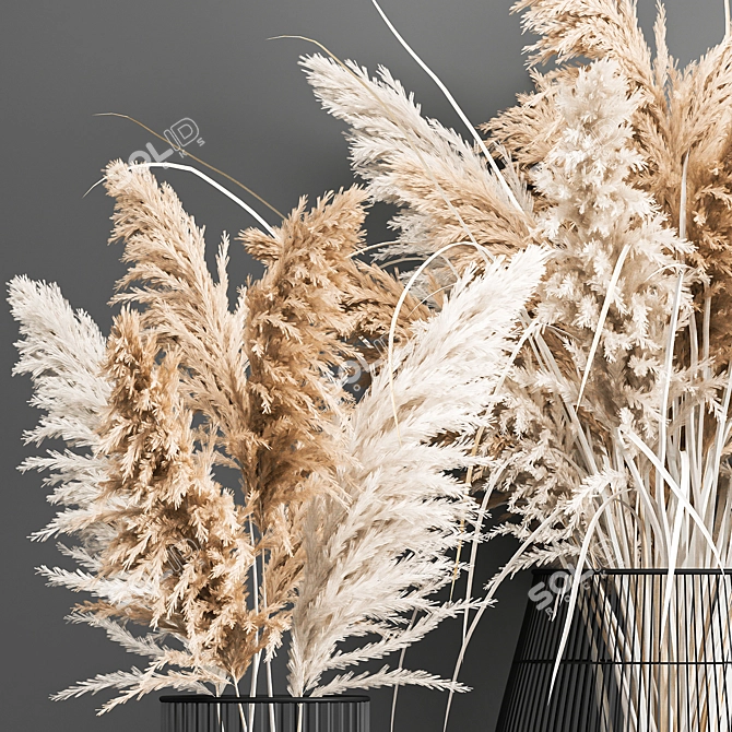 Title: Vintage White Reed Bouquet 3D model image 5