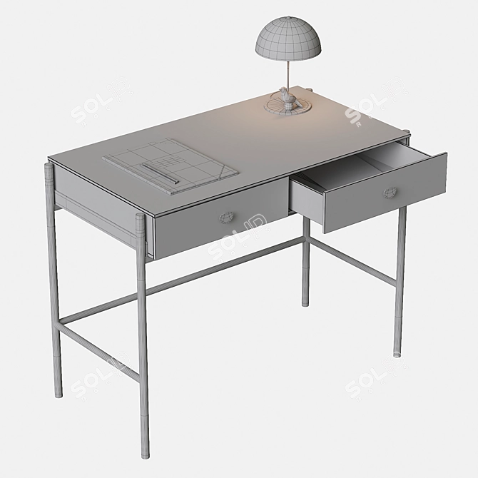 La Redoute Novani Office: Sleek, Black 2-Drawer Desk 3D model image 2