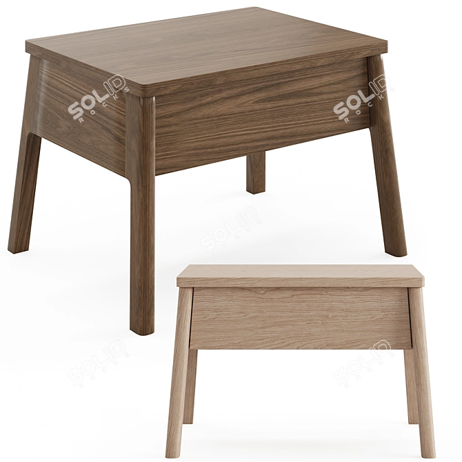 Modern Angled Leg Nightstand with Single Drawer- Air 3D model image 8
