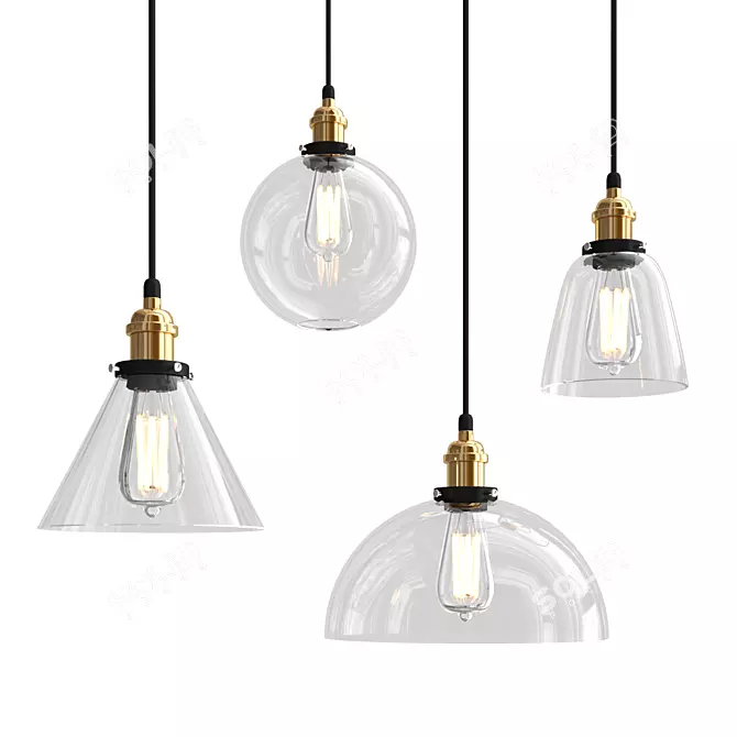 Vintage Style Pendant Lights 3D model image 1