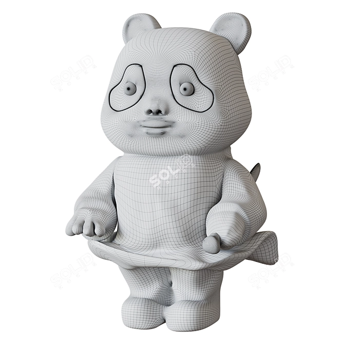 Panda Warrior Figurine: Decorative Shelf Sculpture 3D model image 2