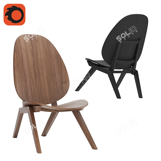 Sleek A-Frame Lounge Chair 3D model image 1