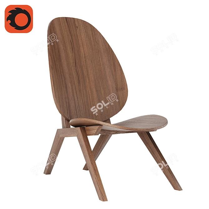 Sleek A-Frame Lounge Chair 3D model image 3