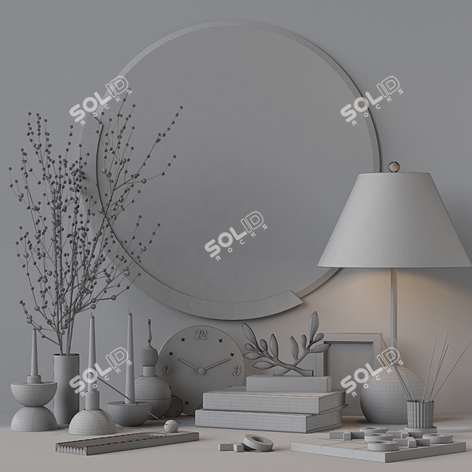 Elegant White Marble Decor Set 3D model image 4
