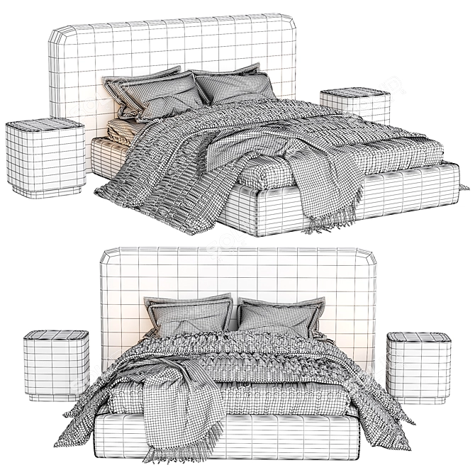 Modern Stone Bed: Meridiani 2017 3D model image 2