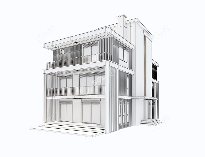 Sleek Modern Villa: High-Quality 3D Model 3D model image 6
