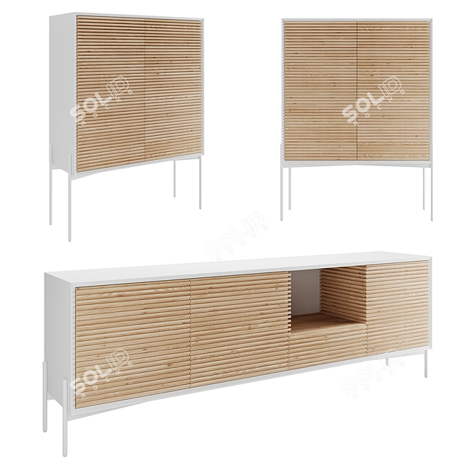 Elegant Marielle Wooden Display Cabinets 3D model image 4