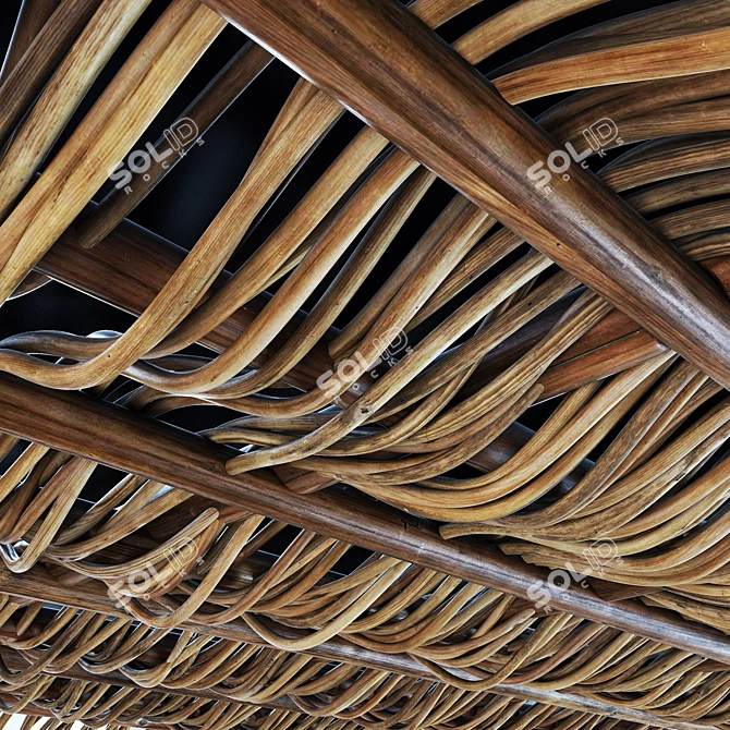 Crooked Ceiling Beam with Branch Design 3D model image 4