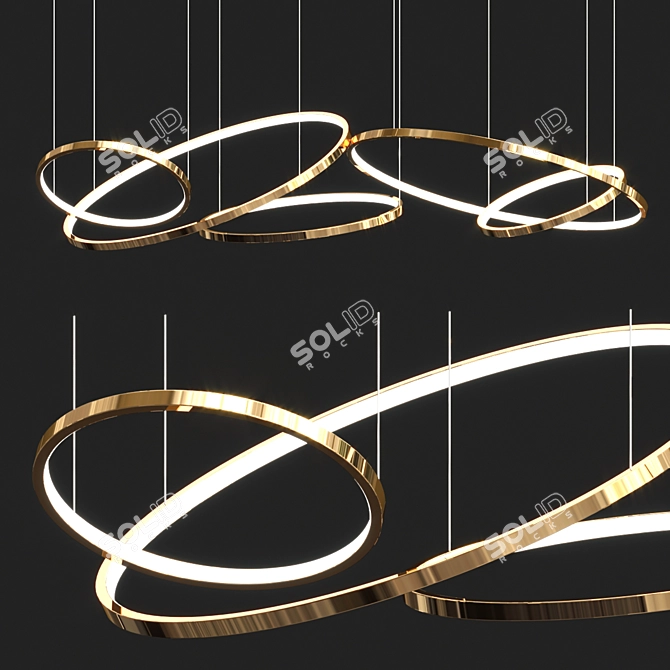 Elegant Lohja Ring Chandeliers 3D model image 2