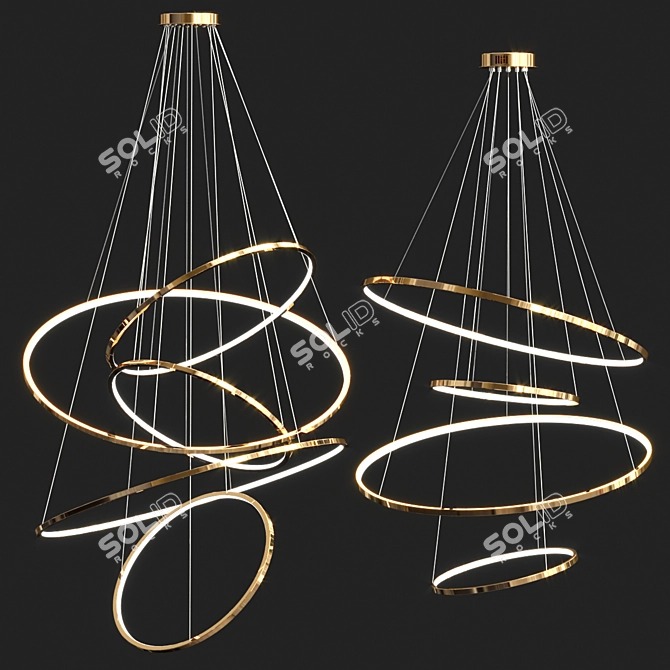 Elegant Lohja Ring Chandeliers 3D model image 3