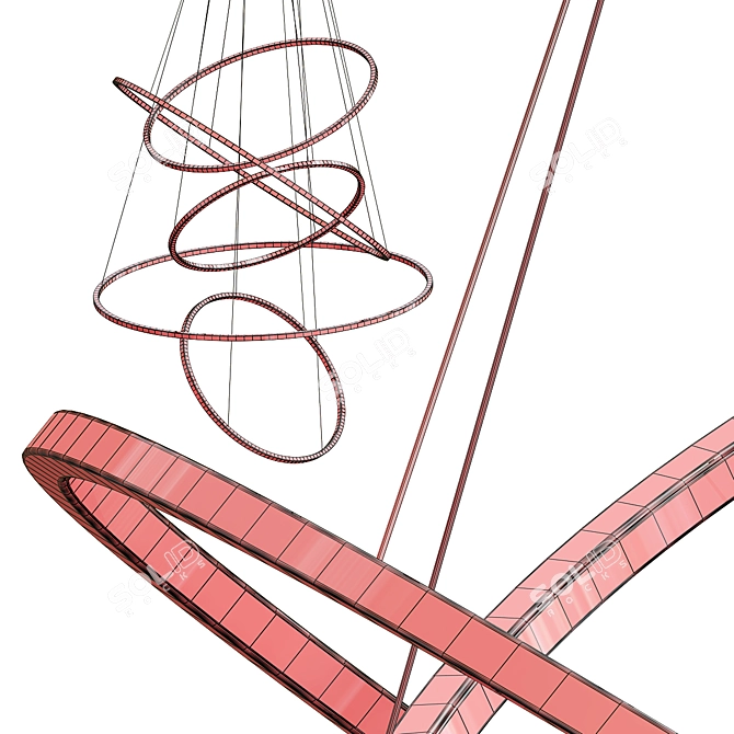 Elegant Lohja Ring Chandeliers 3D model image 4