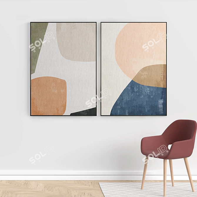 Modern Art Frame Set: 2 Models, 5 Materials 3D model image 5