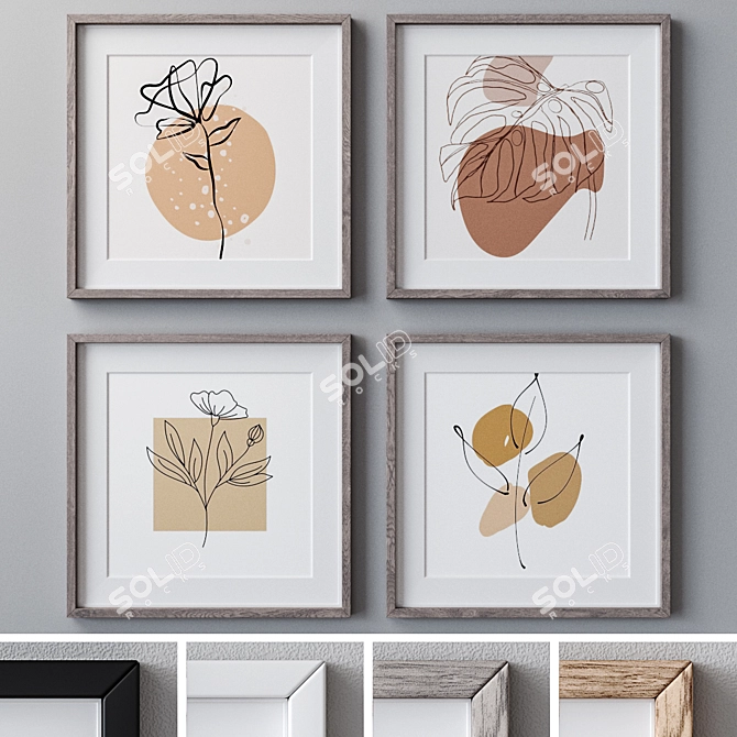 Modern Set of Wall Paintings 3D model image 1