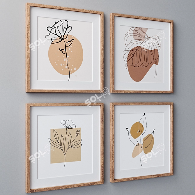 Modern Set of Wall Paintings 3D model image 2