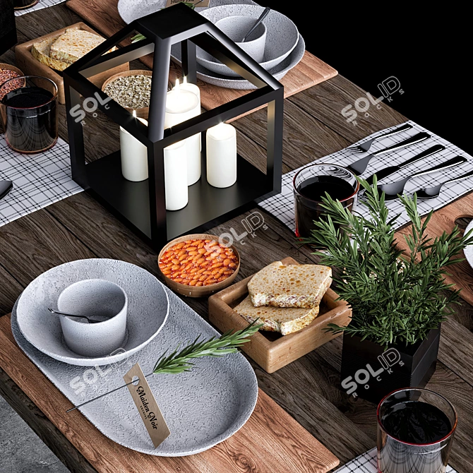 Modern 5-Piece Table Set 3D model image 3