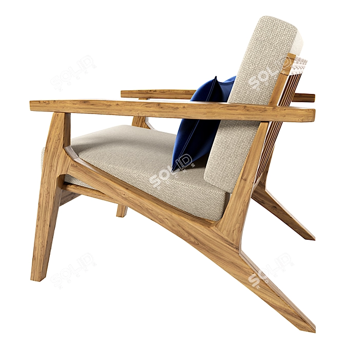 Title: Mid-Century Sanna Chair with Wooden Frame 3D model image 3