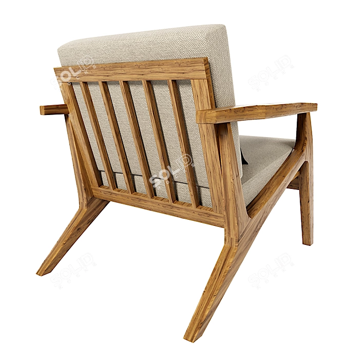 Title: Mid-Century Sanna Chair with Wooden Frame 3D model image 5