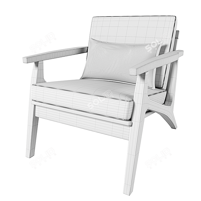 Title: Mid-Century Sanna Chair with Wooden Frame 3D model image 6