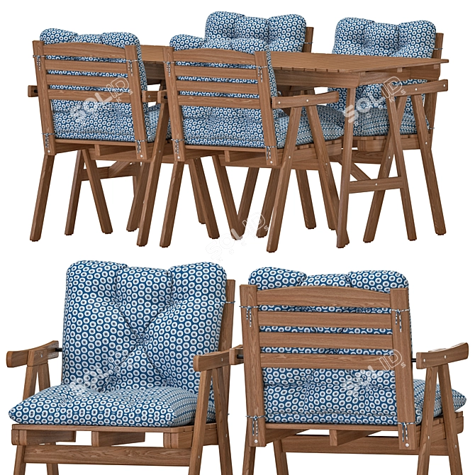 Outdoor Dining Set: FALHOLMEN Table and Chairs 3D model image 1