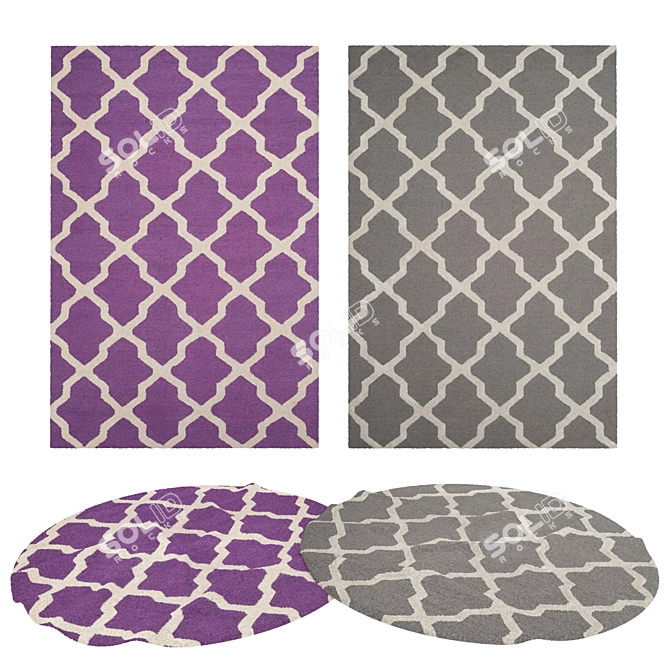 Versatile Set of 8 Rugs with Stunning Textures 3D model image 1