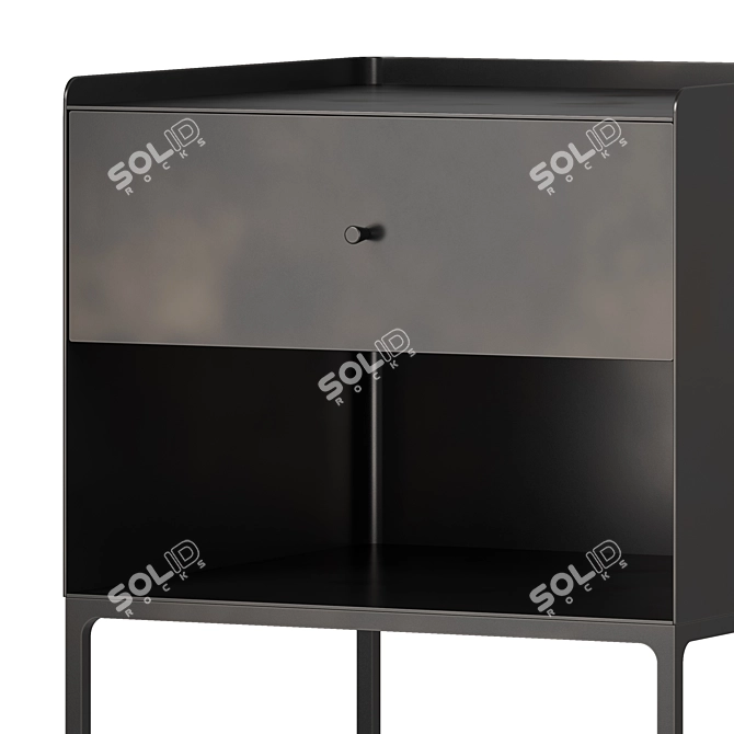 Elegant Metal Bedside Table Set 3D model image 3