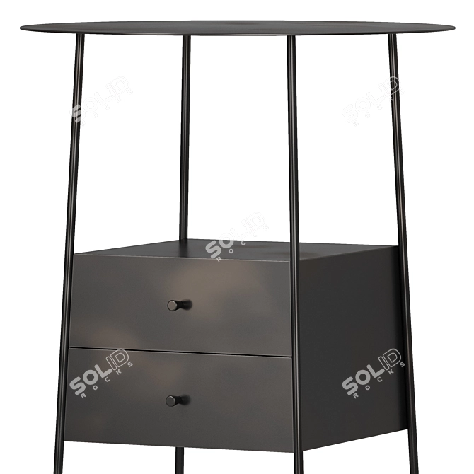 Elegant Metal Bedside Table Set 3D model image 5
